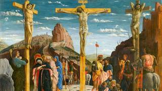 Representación artística de objetos históricos como la Lanza de Longino y el Santo Sudario sobre un fondo neutro.