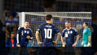 Lionel Messi en entrenamiento con la Selección Argentina