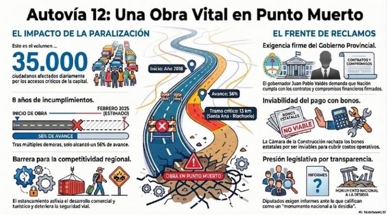 Vista de la traza de la Autovía 12 en la provincia de Corrientes