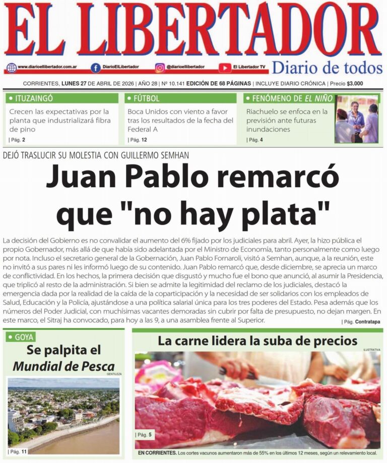 Portada del diario digital del 27 de abril de 2026