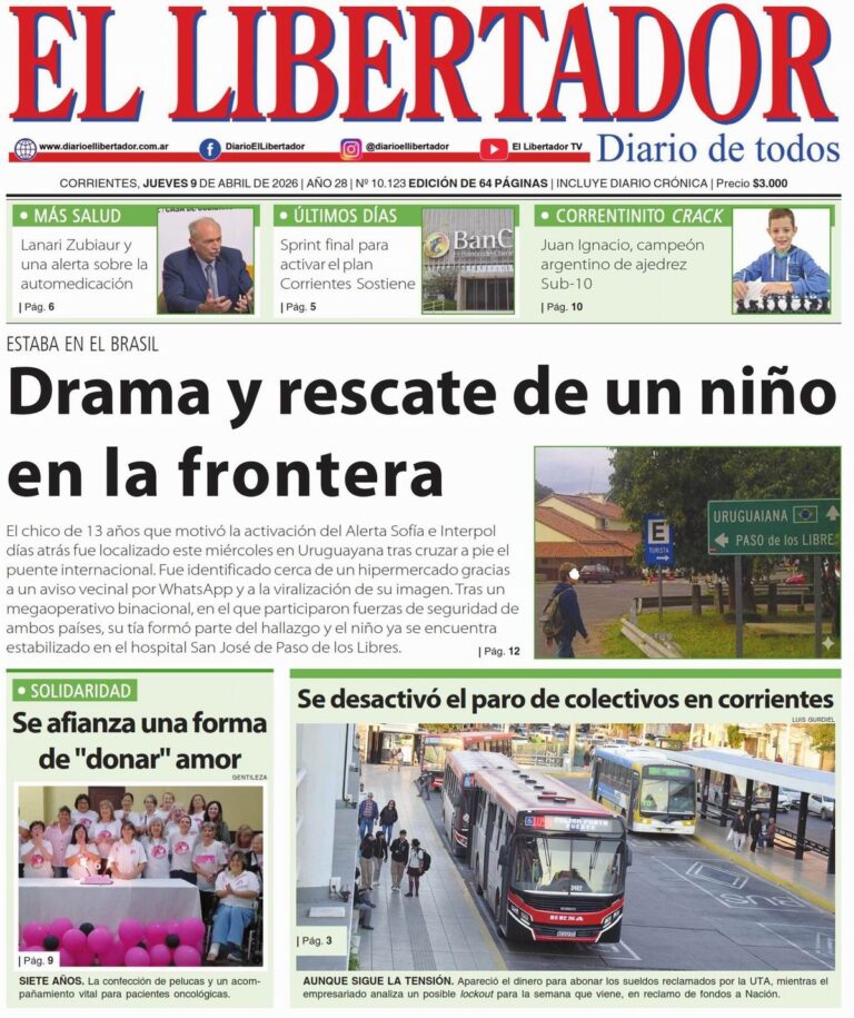 Logo o portada del Diario El Libertador de Corrientes en su versión digital.