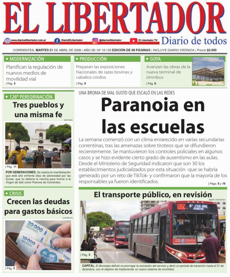 Logotipo o portada del Diario El Libertador de Corrientes