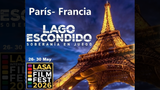 Fotograma o afiche del documental correntino "Lago Escondido, soberanía en juego"