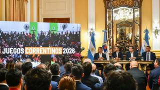 Acto de lanzamiento de los Juegos Correntinos 2026 en el Salón Amarillo de Casa de Gobierno de Corrientes.