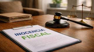 Documentos legales y calculadora sobre un escritorio, representando trámites fiscales.