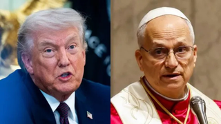 Fotografía de Donald Trump y del Papa León XIV en eventos separados.