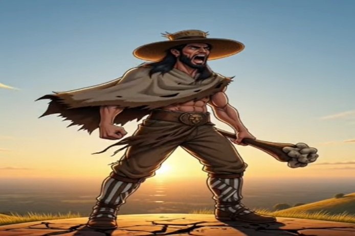 Portada del álbum Mundo en llamas de Madre Noche con personaje Pombero gaucho