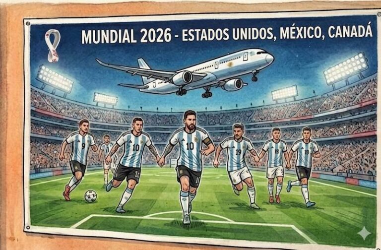 Estadio de fútbol con banderas de Argentina y otros países