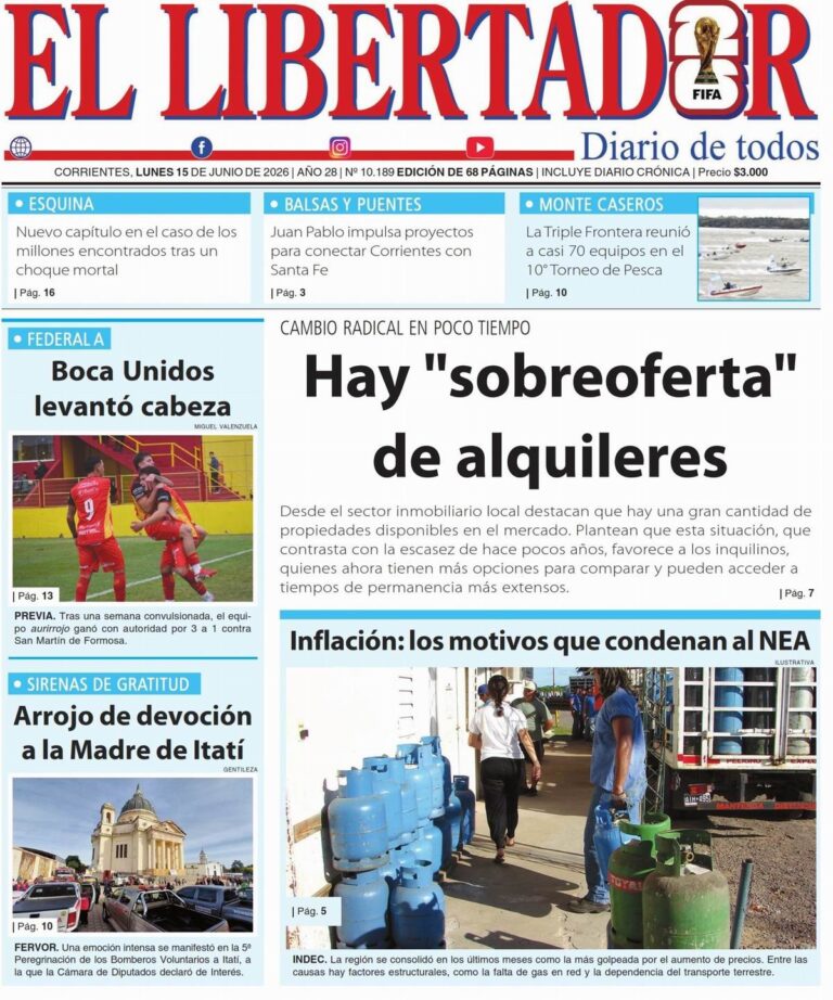 Fotografía de la ciudad de Corrientes en junio de 2026