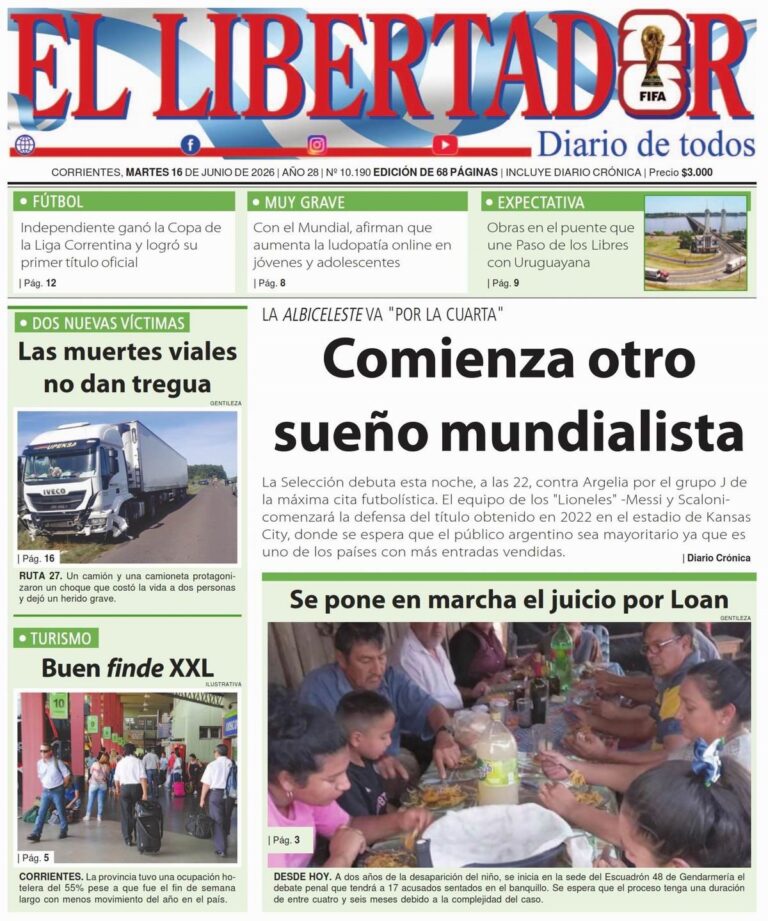 Tapa y contratapa del diario del 16 de junio de 2026