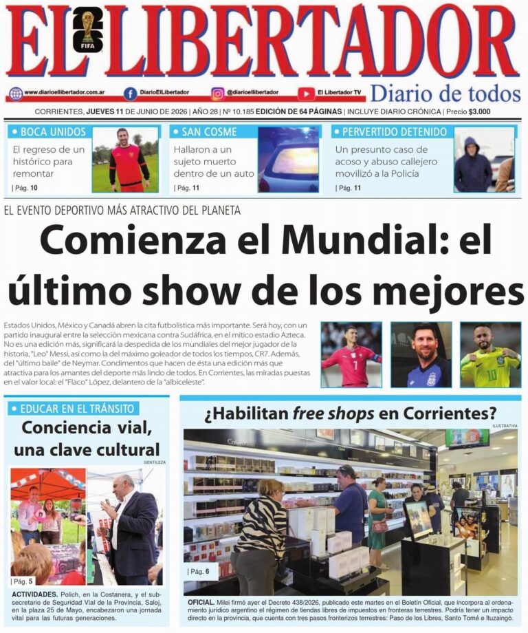 Tapa y contratapa del diario del 11 de junio de 2026